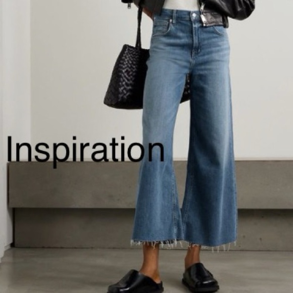 NEW Cropped frayed Wide-Leg Jeans